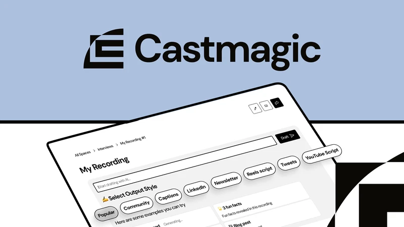 Castmagic content output styles for LinkedIn newsletters captions tweets and YouTube scripts