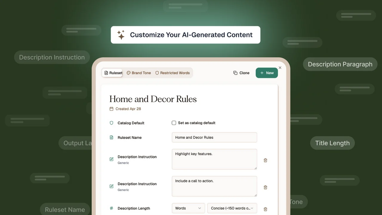 Describely bulk AI product content workflow