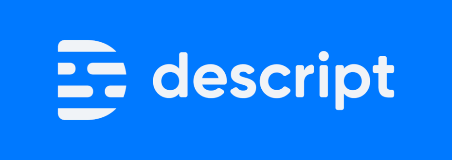 Descript logo on a blue background