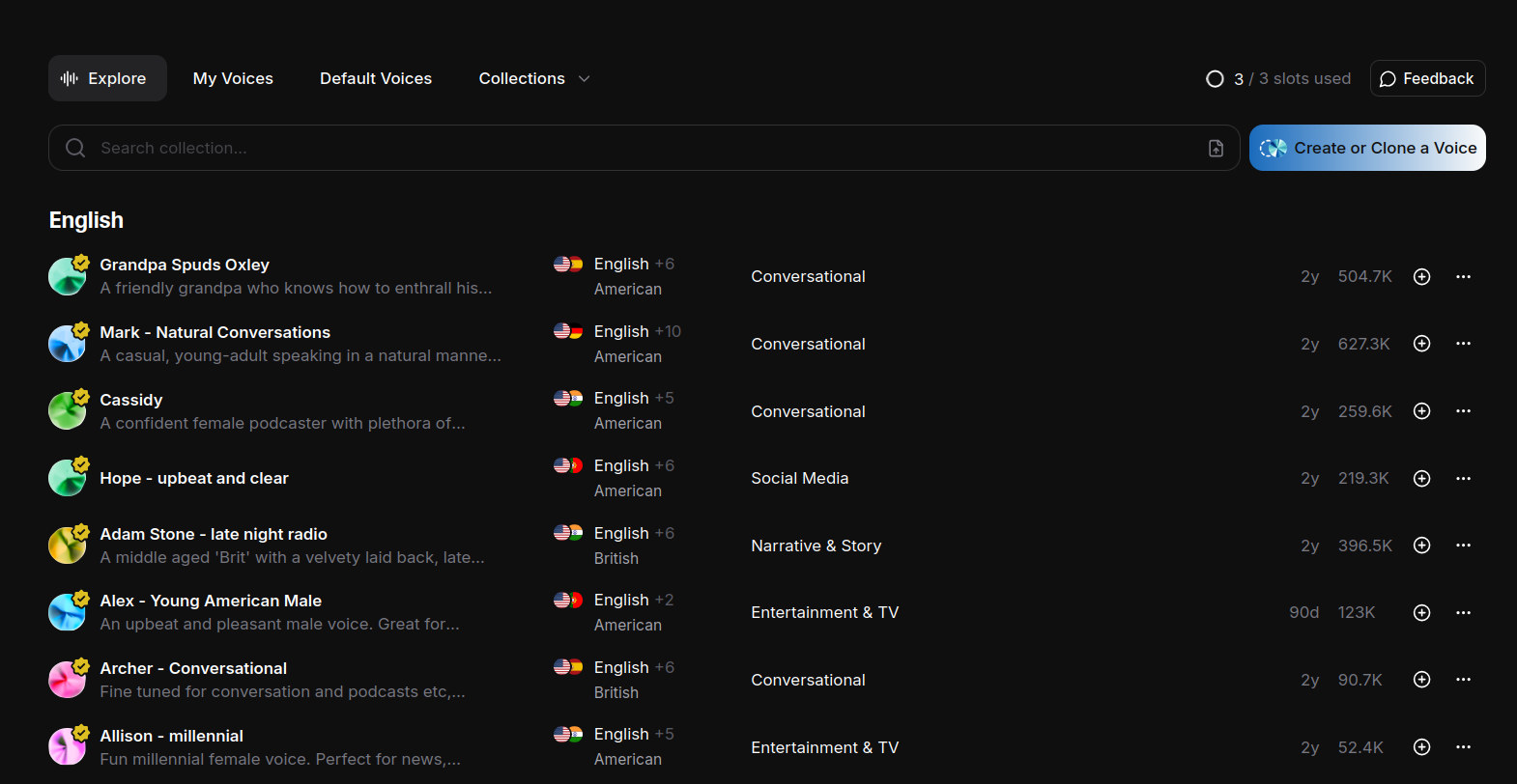 ElevenLabs voice settings and generation controls