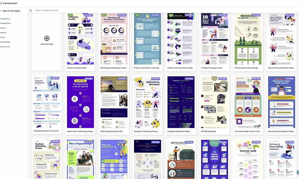Piktochart visual templates and infographic examples