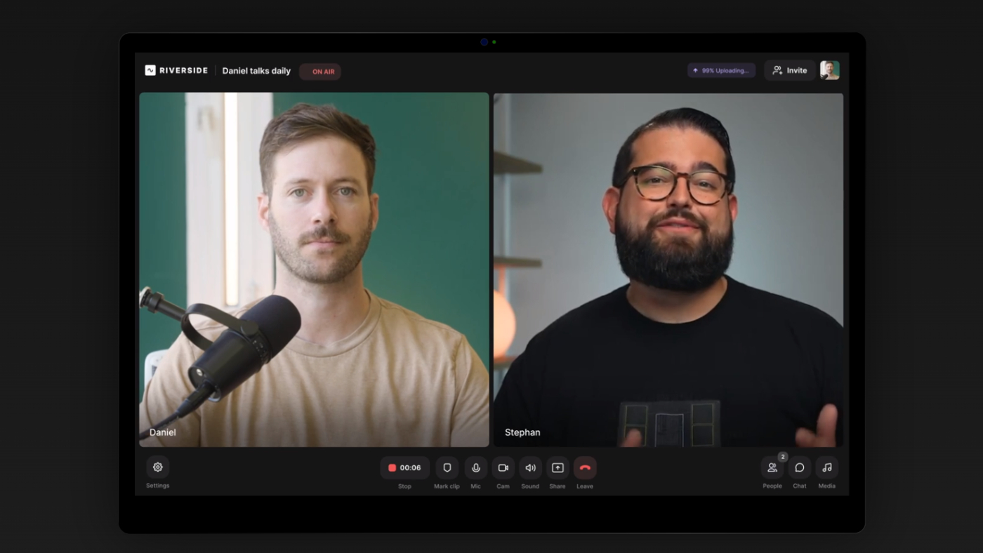 Riverside remote podcast recording platform