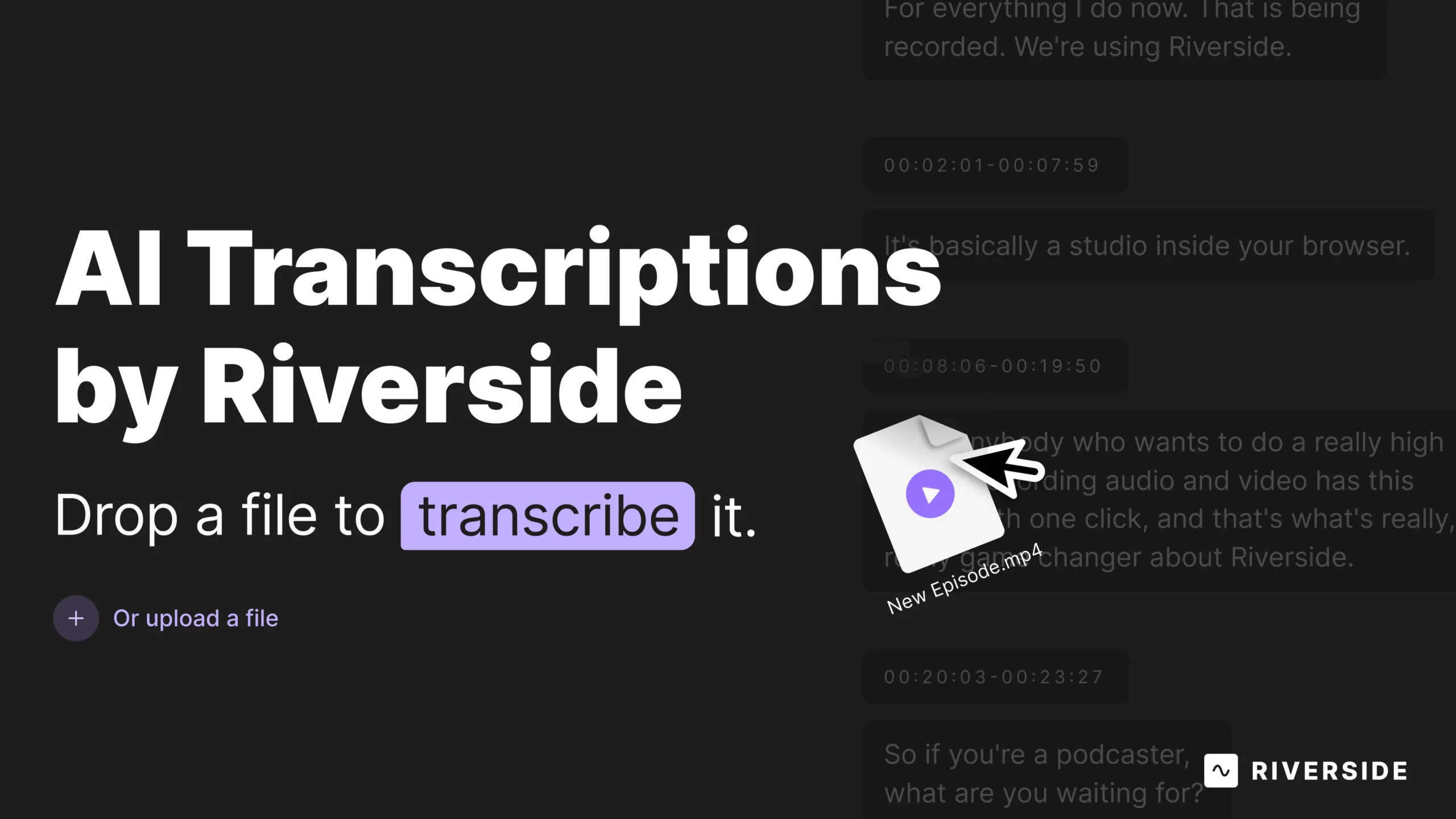 Riverside podcast editing and content repurposing workspace