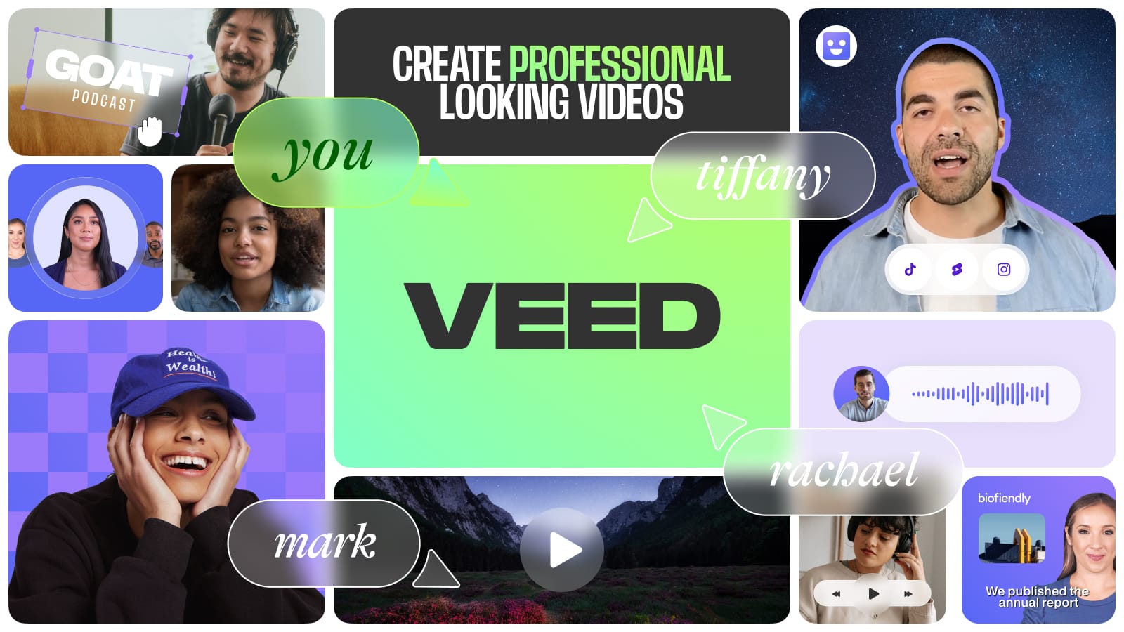VEED browser video editor with timeline and caption controls